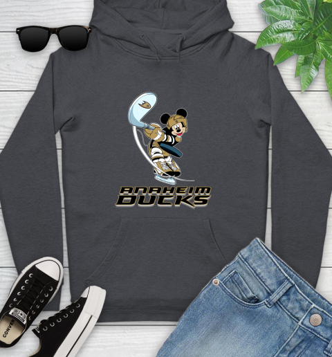 NHL Hockey Anaheim Ducks Cheerful Mickey Mouse Shirt Youth Hoodie 8