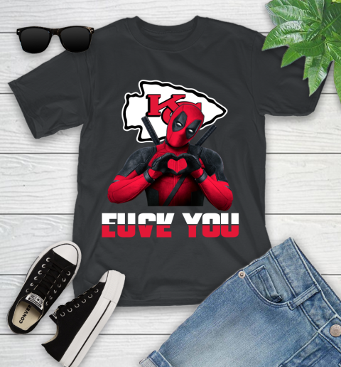 NHL Kansas City Chiefs Deadpool Love You Fuck You Football Sports Youth T-Shirt