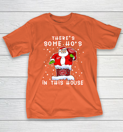Detroit Red Wings Christmas There Is Some Hos In This House Santa Stuck In The Chimney NHL T-Shirt 4