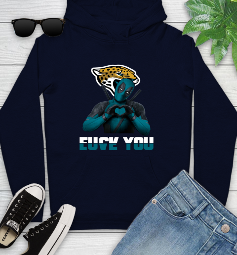 NHL Jacksonville Jaguars Deadpool Love You Fuck You Football Sports Youth Hoodie 3