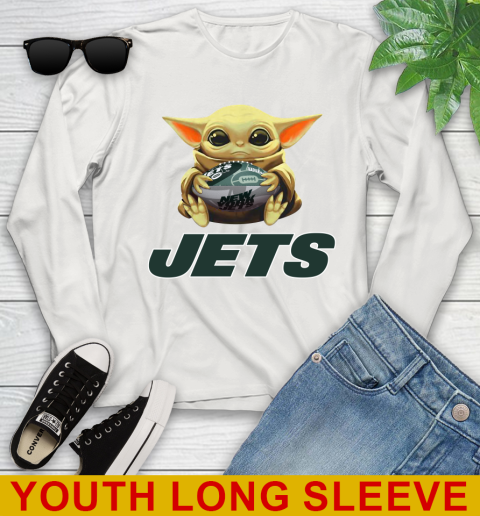 NFL Football New York Jets Baby Yoda Star Wars Shirt Youth Long Sleeve 12