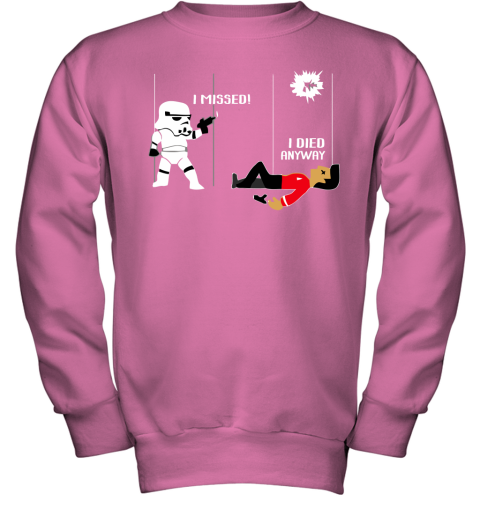 6sj3 star wars star trek a stormtrooper and a redshirt in a fight shirts youth sweatshirt 47 front safety pink