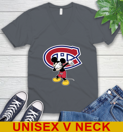 Montreal Canadiens NHL Hockey Dabbing Mickey Disney Sports V-Neck T-Shirt 5