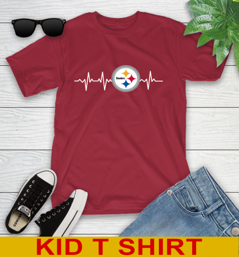 Pittsburgh Steelers NFL Football Heart Beat Shirt Youth T-Shirt 12