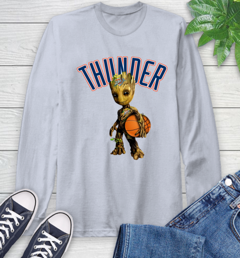 Oklahoma City Thunder NBA Basketball Groot Marvel Guardians Of The Galaxy Long Sleeve T-Shirt 6