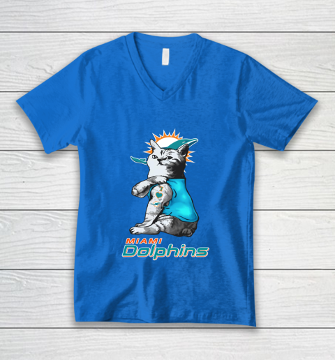 NFL Football My Cat Loves Miami Dolphins V-Neck T-Shirt 5