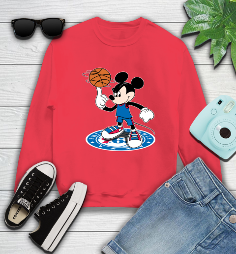 NBA Basketball Philadelphia 76ers Cheerful Mickey Disney Shirt Sweatshirt 10