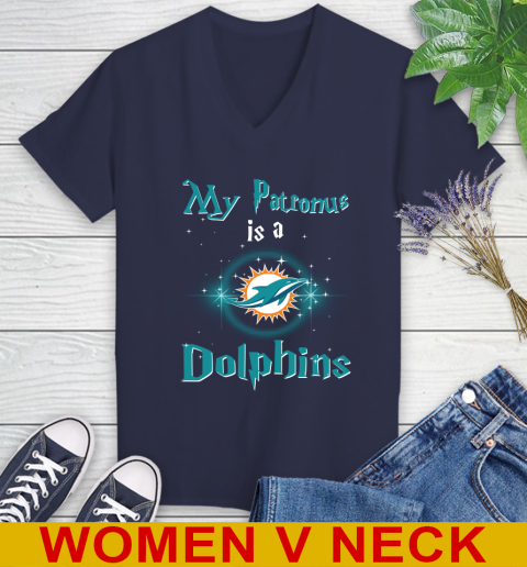 NFL Football Harry Potter My Patronus Is A Miami Dolphins Women's V-Neck T-Shirt 12