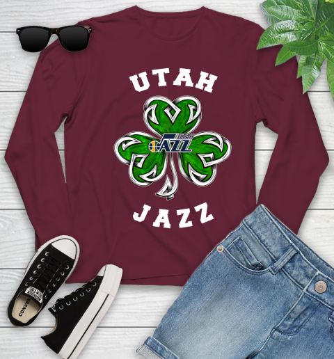 NBA Utah Jazz Three Leaf Clover St Patrick's Day Basketball Sports Youth Long Sleeve 6