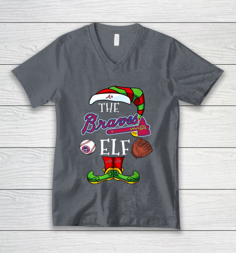 Atlanta Braves Christmas ELF Funny MLB V-Neck T-Shirt 4