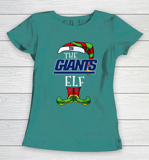 New York Giants Christmas ELF Funny NFL Women's T-Shirt 10
