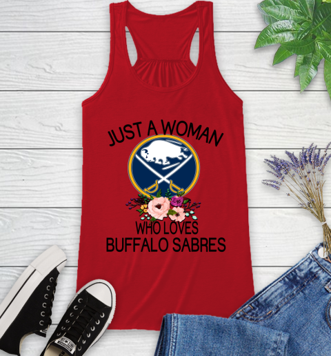 NHL Just A Woman Who Loves Buffalo Sabres Hockey Sports Racerback Tank 4