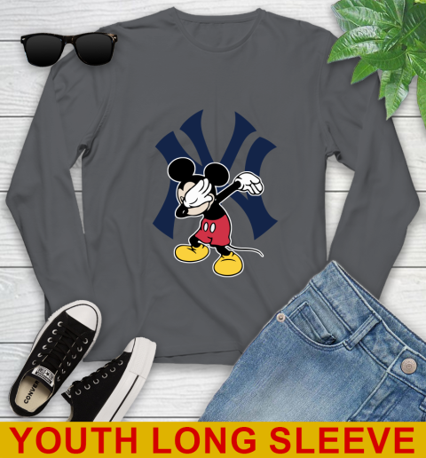 New York Yankees MLB Baseball Dabbing Mickey Disney Sports Youth Long Sleeve 9