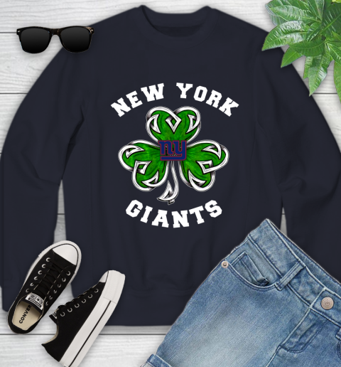 NFL New York Giants Three Leaf Clover St Patrick's Day Football Sports Youth Sweatshirt 2