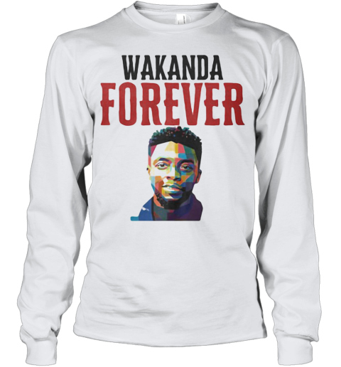 Wakanda Forever Black Panther Rip Chadwick Art Color Youth Long Sleeve