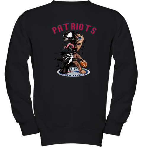 NFL New England Patriots Football Venom Groot Guardians Of The Galaxy Xl301C4MxpY youth sweatshirt 47 95 151514 front black