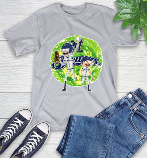MLB Milwaukee Brewers Rick And Morty Commissioner's Trophy Baseball Sports T-Shirt 6