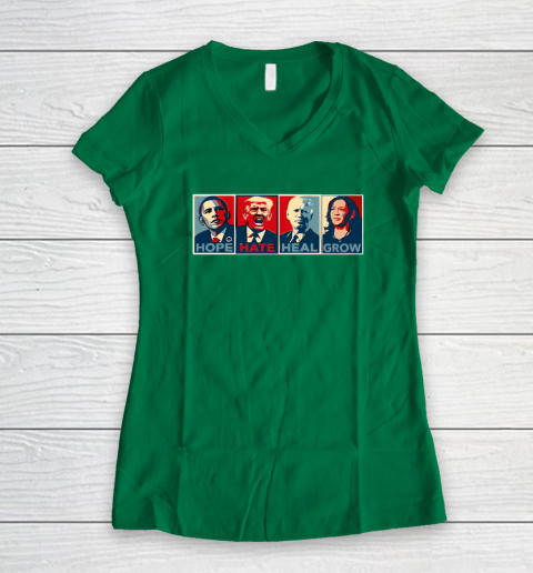 Hope Hate Heal Grow Women's V-Neck T-Shirt 3