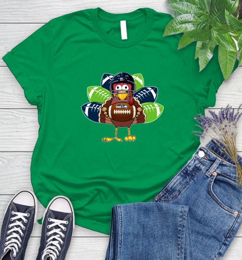 Seattle Seahawks Turkey Thanksgiving Day Women's T-Shirt 6