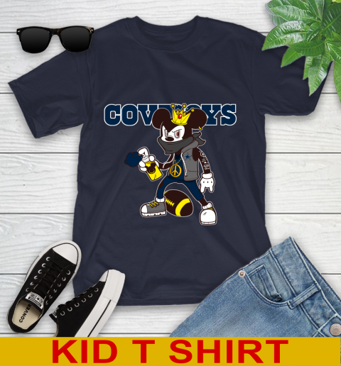 Dallas Cowboys NFL Football Mickey Peace Sign Sports Youth T-Shirt 3