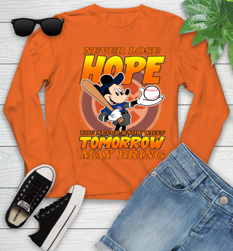 Chicago Cubs MLB Baseball Mickey Disney Never Lose Hope Youth Long Sleeve 3