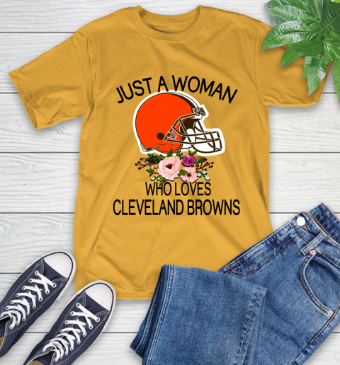 NFL Just A Woman Who Loves Cleveland Browns Football Sports T-Shirt 2