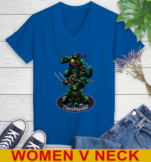 NHL Hockey Tampa Bay Lightning Teenage Mutant Ninja Turtles Shirt Women's V-Neck T-Shirt 11