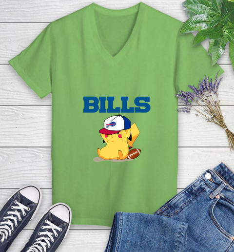 NFL Pikachu Football Sports Buffalo Bills Women's V-Neck T-Shirt 11
