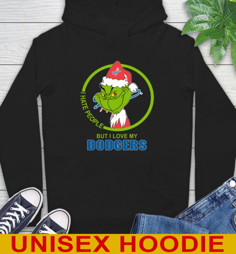 Los Angeles Dodgers MLB Christmas Grinch I Hate People But I Love My Favorite Baseball Team Hoodie 2