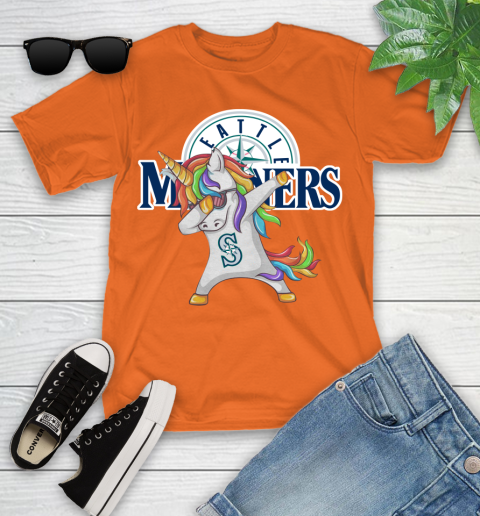 Seattle Mariners MLB Baseball Funny Unicorn Dabbing Sports Youth T-Shirt 7