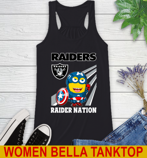 NFL Football Oakland Raiders Captain America Marvel Avengers Minion Shirt Racerback Tank