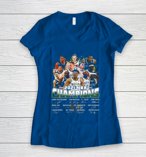 Milwaukee Bucks Championship shirt Milwaukee Basketball Bucks Finals 2021 Women's V-Neck T-Shirt 7