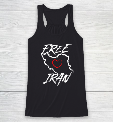 Free Iran Symbol Heart Map Freedom Heart Love Racerback Tank