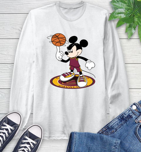 NBA Basketball Cleveland Cavaliers Cheerful Mickey Disney Shirt Long Sleeve T-Shirt 2