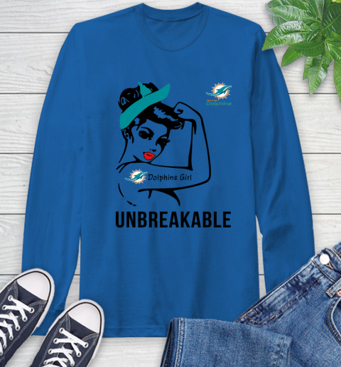 NFL Miami Dolphins Girl Unbreakable Football Sports Long Sleeve T-Shirt 7