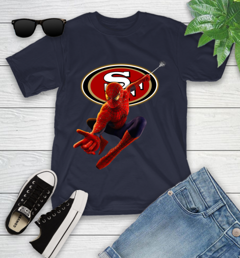 NFL Spider Man Avengers Endgame Football San Francisco 49ers Youth T-Shirt 3