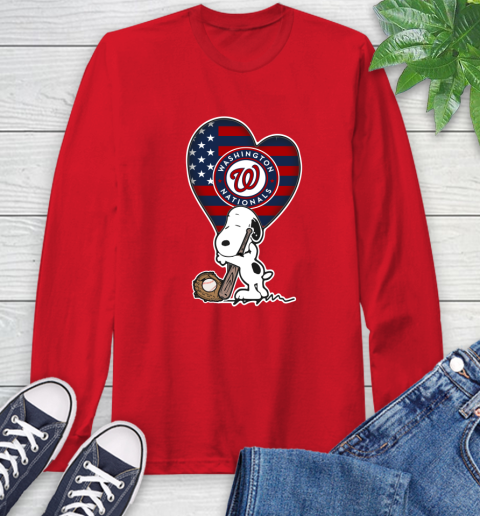 Washington Nationals MLB Baseball The Peanuts Movie Adorable Snoopy Long Sleeve T-Shirt 10