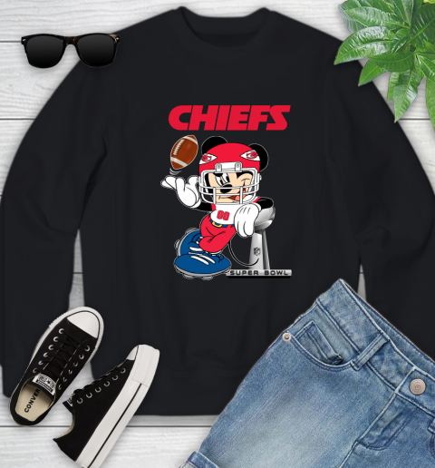 NFL Kansas city chiefs Mickey Mouse Disney Super Bowl Football T Shirt Youth Sweatshirt 2