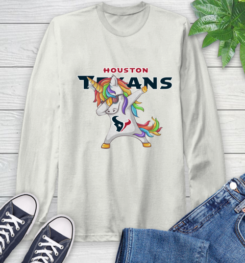 Houston Texans NFL Football Funny Unicorn Dabbing Sports Long Sleeve T-Shirt 12