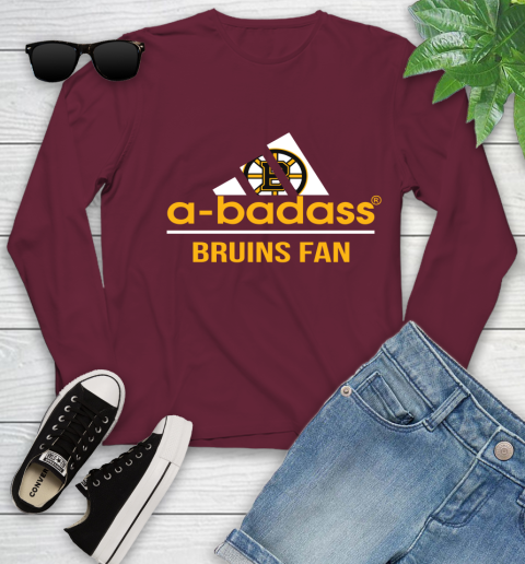 NHL A Badass Boston Bruins Fan Adidas Hockey Sports Youth Long Sleeve 6