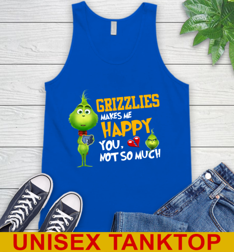 NBA Memphis Grizzlies Makes Me Happy You Not So Much Grinch Basketball Sports Tank Top 4