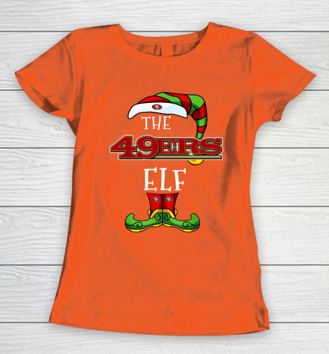 San Francisco 49ers Christmas ELF Funny NFL Women's T-Shirt 3