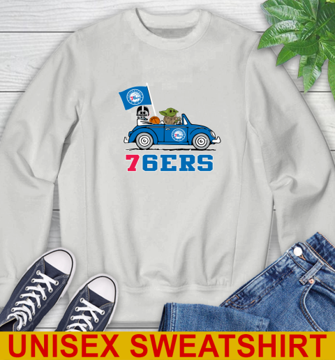 NBA Basketball Philadelphia 76ers Darth Vader Baby Yoda Driving Star Wars Shirt Sweatshirt 5