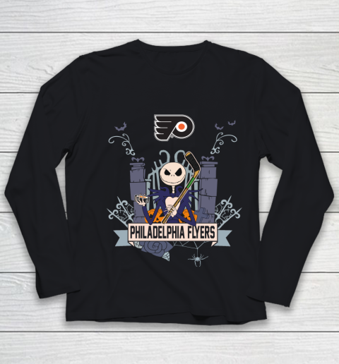 NHL Philadelphia Flyers Hockey Jack Skellington Halloween Youth Long Sleeve