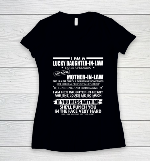 Lucky Daughter In Law Have A Freaking Awesome Mother In Law Women's V-Neck T-Shirt