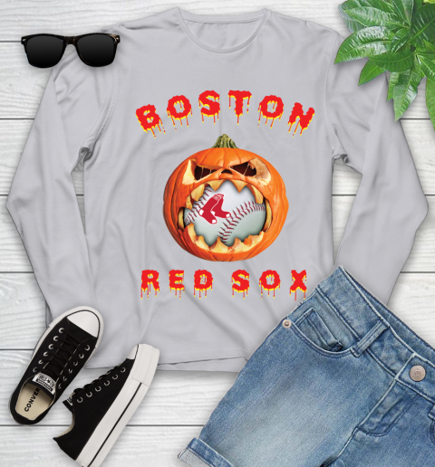 MLB Boston Red Sox Halloween Pumpkin Baseball Sports Youth Long Sleeve 5