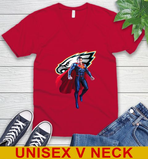 NFL Superman DC Sports Football Philadelphia Eagles V-Neck T-Shirt 7