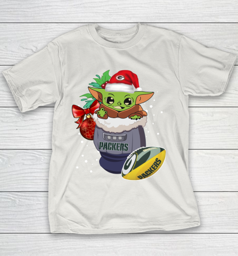 Green Bay Packers Christmas Baby Yoda Star Wars Funny Happy NFL Youth T-Shirt 11