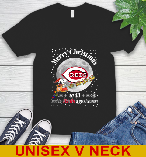 Cincinnati Reds Merry Christmas To All And To Reds A Good Season MLB Baseball Sports V-Neck T-Shirt