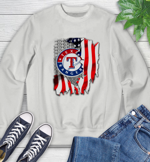 Texas Rangers MLB Baseball American Flag Sweatshirt 5
